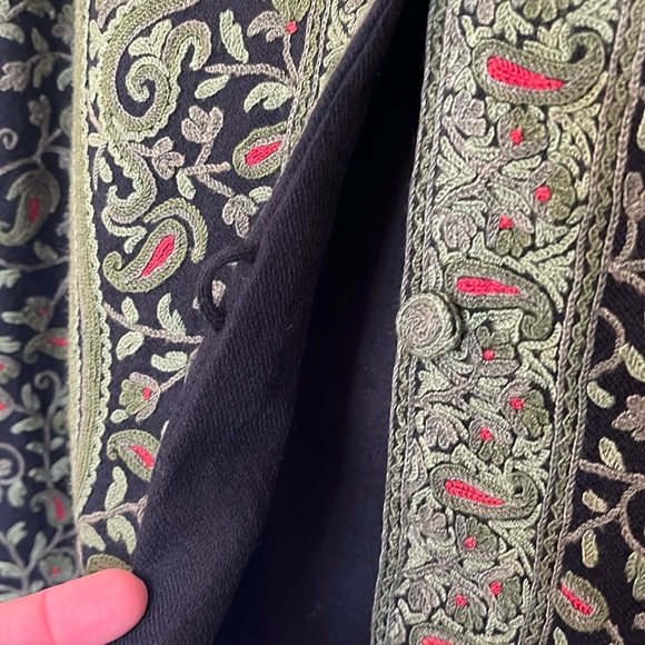 Kashmir Embroidered Paisley All-Over Wool Jacket, Size XL ✨ - Picture 9 of 12